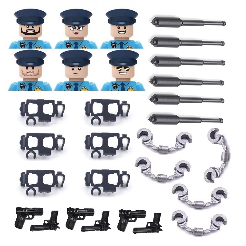 Lego Set Creator - 6 Stück/Set US-Stadt-Polizei Handschellen Pistole Militär