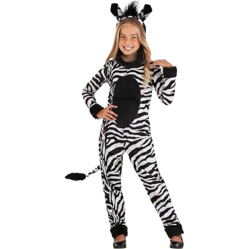 Zoo Party Games - Mädchen Zebra-Kostüm mit Stirnband - Kinder