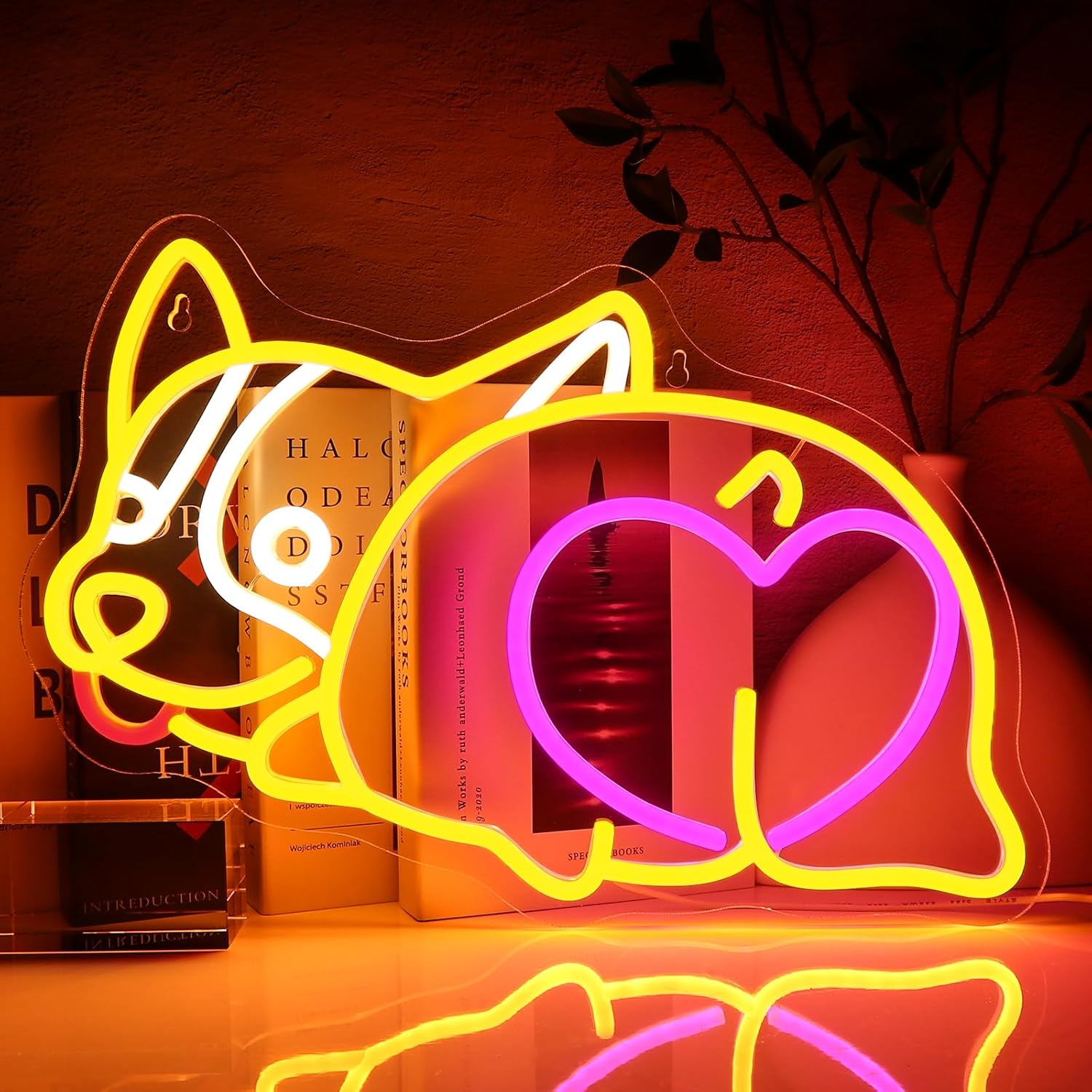 Zoo Party Games - Corgie Dog Neonschild, USB-betriebenes Neonlicht, Wanddekoration